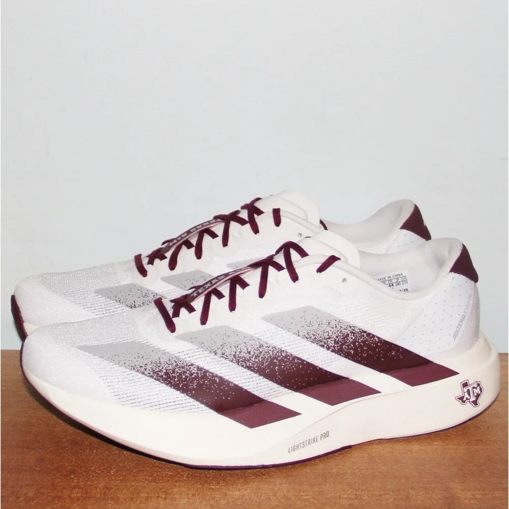 Adidas Adizero Evo SL Texas A&M Running Shoes Mens 10 White Maroon